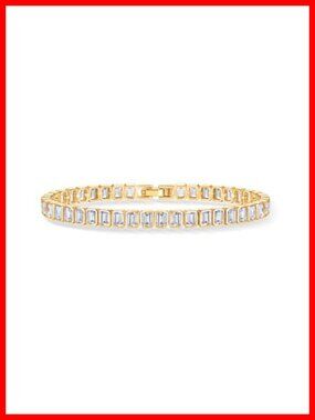 14K Gold Plated Tennis Bracelet Bezel Set CZ 7 Inch